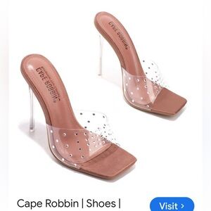 Cape Robbin Blush Pink Studded Clear Mule Heel